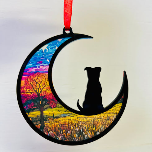 Dog Small Ears Moon Suncatcher